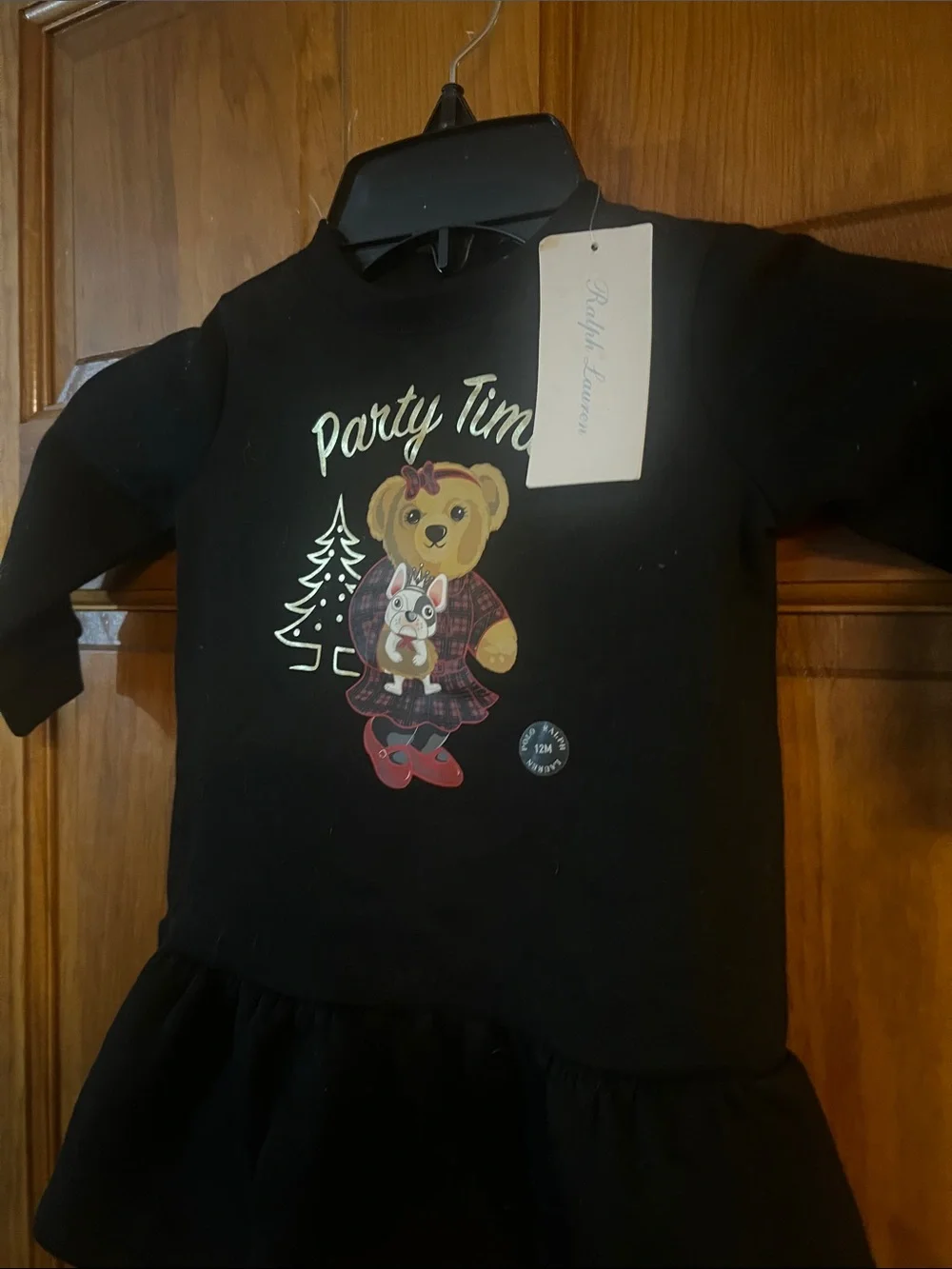New Polo Ralph Lauren Sweatshirt Dress Teddy Bear 12M NWT